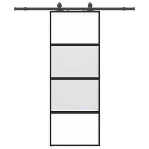 vidaXL Skyved&oslash;r med monteringssett svart 76x205 cm herdet glass