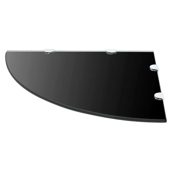 vidaXL Hjørnehylle med kromstøtter svart glass 45x45 cm