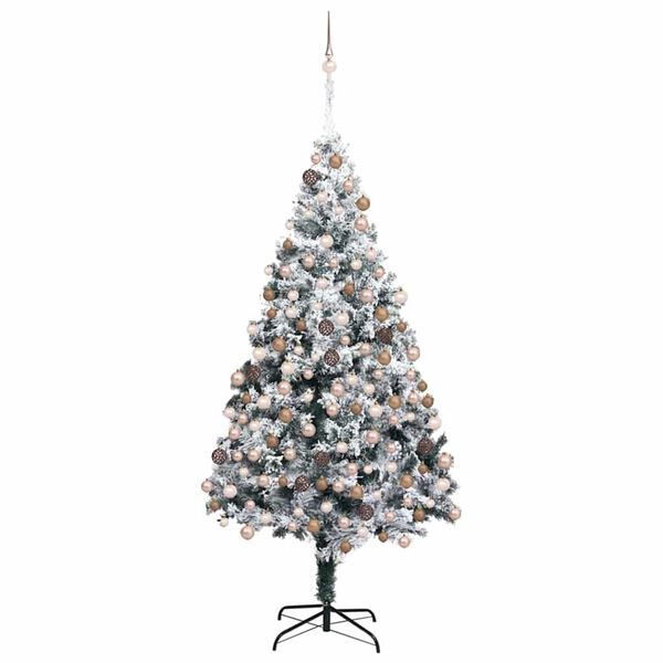 vidaXL Kunstig juletre med 300 LED Hvit 180 cm PVC og Stål og Plast