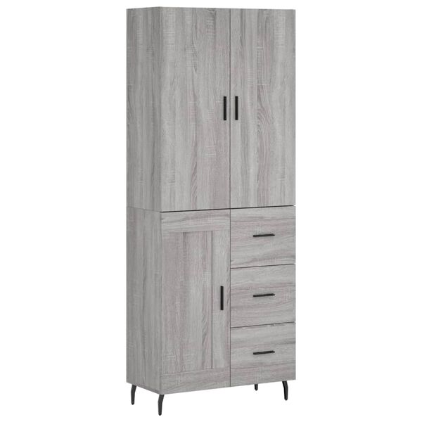vidaXL Highboard gr&aring; sonoma 69,5x34x180 cm konstruert tre