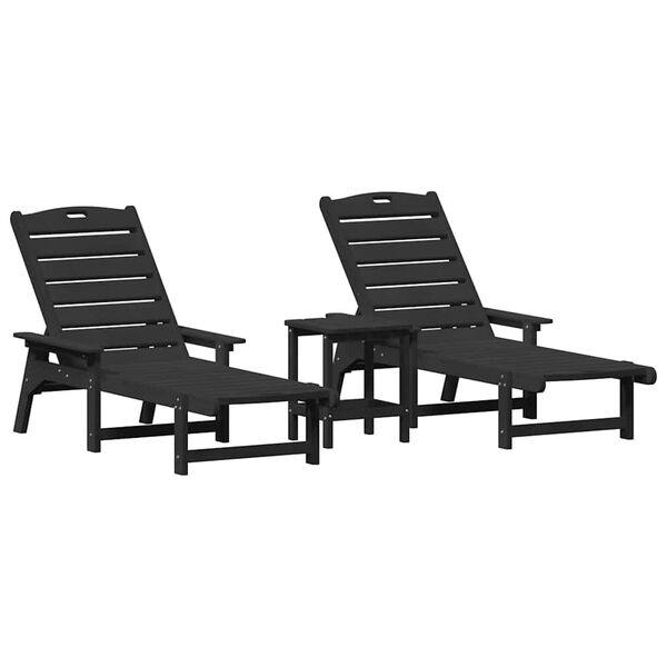 vidaXL Hage lounge møbler 3 pcs Svart 38 x 38 x 46cm Polyethylen