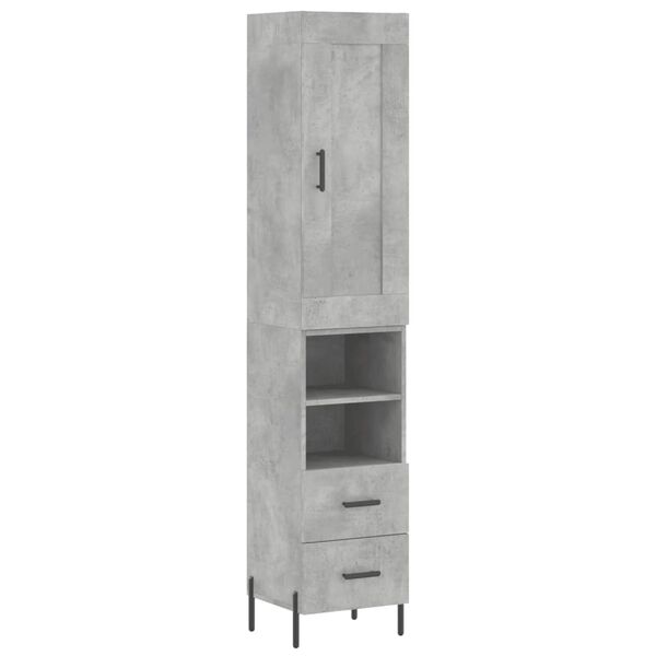 vidaXL Highboard betonggrå 34,5x34x180 cm konstruert tre