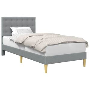 vidaXL Sengestamme med hodegjerde Lysegr&aring; 90 x 190 cm Stoff