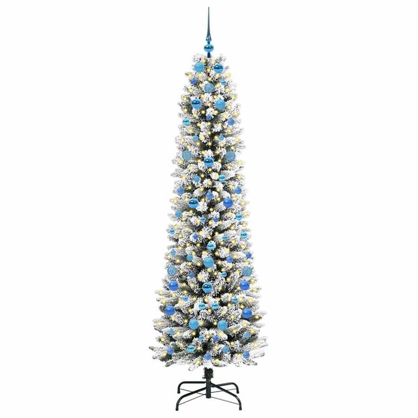 vidaXL Kunstig juletre med 300 LED Hvit 210 cm PVC og Metall og Plast
