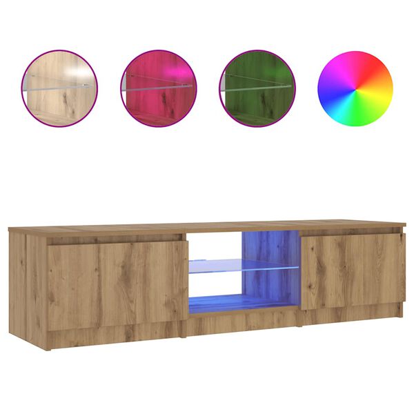 vidaXL TV-benk med LED-lys artisan eik 140x40x36 cm konstruert tre