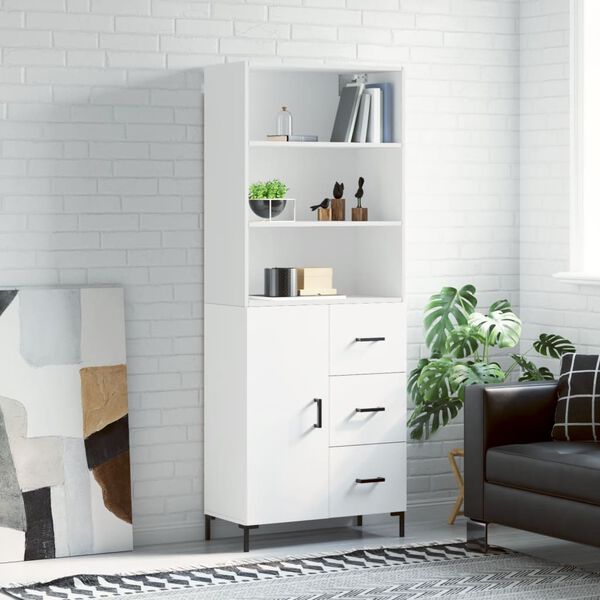 vidaXL Highboard hvit 69,5x34x180 cm konstruert tre