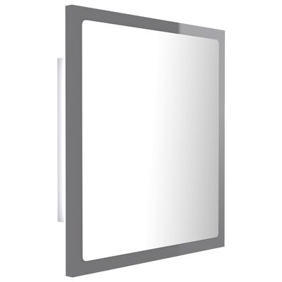 vidaXL LED-badespeil høyglans grå 40x8,5x37 cm akryl