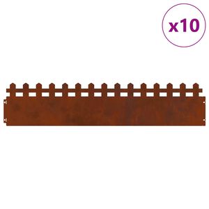 vidaXL Plenkanter 10 pcs Rusten 103 x 0,05 x 22 cm Cortenst&aring;l