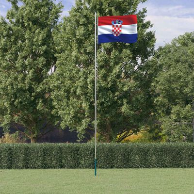 vidaXL Kroatisk flagg og stang 6,23 m aluminium