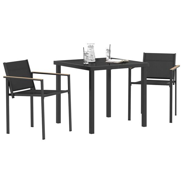 vidaXL Utem&oslash;belsett 3 pcs Svart og Anthracite 80 x 80 x 73 cm