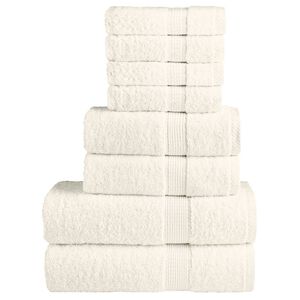 vidaXL Premium h&aring;ndklesett 8 deler SOLUND kremhvit 600 g/m2