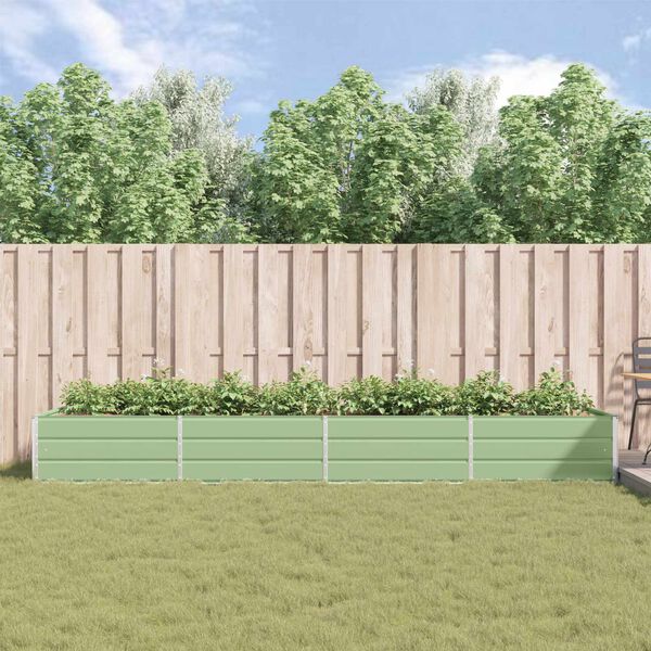 vidaXL Plantekassed Pastellgr&oslash;nn 195 x 100 x 45 cm Galvanisert St&aring;l