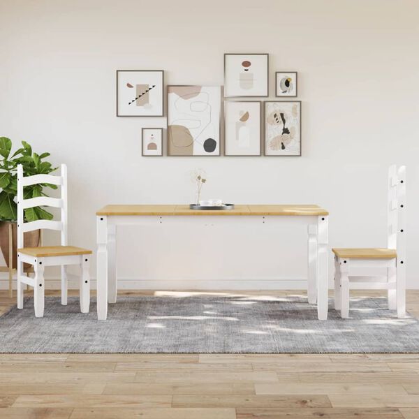 vidaXL Spisebord Corona hvit 160x80x75 cm heltre furu