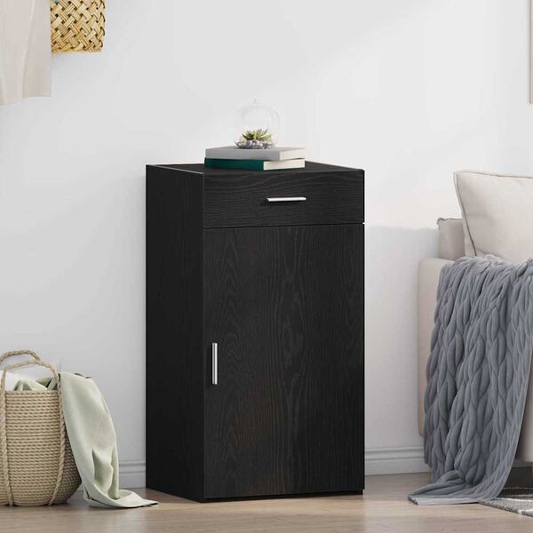 vidaXL Serviesskap med skuff Svart Eik 50 x 42,5 x 93 cm