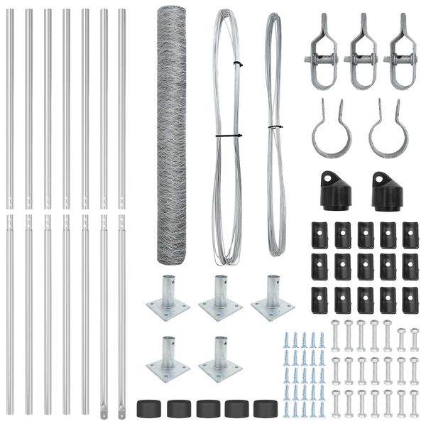 vidaXL Gjerde med innlegg. sølv 1 x 10 m PVC-belagt stål