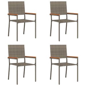 vidaXL Hage stabelstoler 4 pcs Gr&aring; og Brun PE rattan, solid akasietre