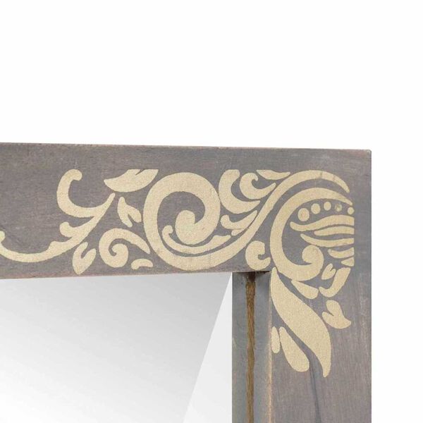 vidaXL Baderomsspeil Grå 70 x 50 x 2,5 cm Glass og solid mango tre