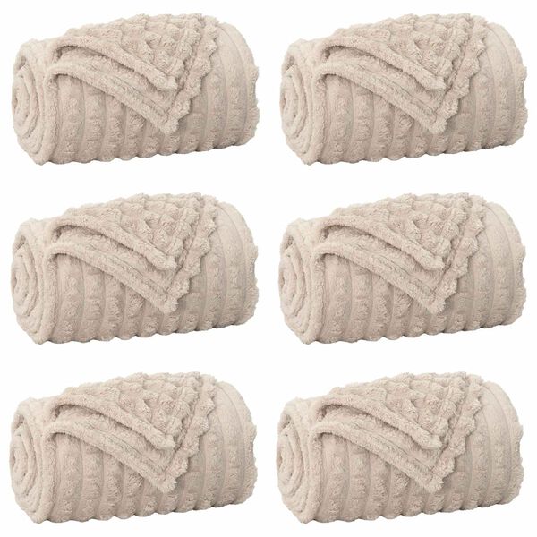 vidaXL Kastepledd 6 pcs Beige 270 x 240 cm Fleece