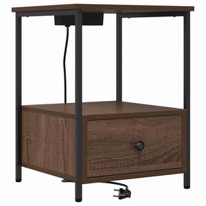 vidaXL Nattbordskap med skuff Brun Eik 42 x 41 x 56 cm Konstruert tre