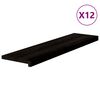 vidaXL Trappetrinn 12 stk brunsvart 100x25x2 cm heltre eik