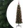 vidaXL Kunstig smalt juletre med julekuler 120 cm 150 LED-lys Varmhvit