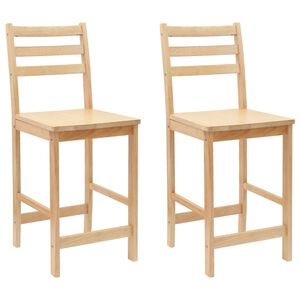 vidaXL Spisestoler 2 stk. Solid Gummitre Naturlig 40 x 47,5 x 99,5 cm