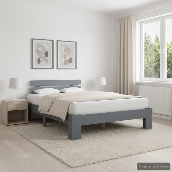 vidaXL Sengeramme grå heltre furu 120x200 cm