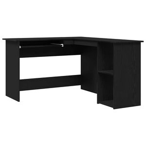 vidaXL Hj&oslash;rneskrivebord Svart Eik 120 x 140 x 75 cm Konstruert tre