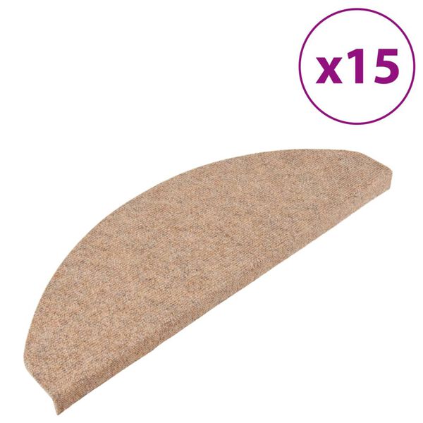 vidaXL Selvklebende trappematter 15 stk 65x22,5x3,5 cm beige
