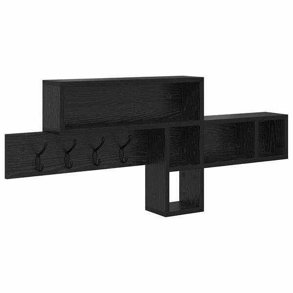 vidaXL Vegghengt kleshenger med hylle Svart Eik 100 x 12 x 43,5 cm