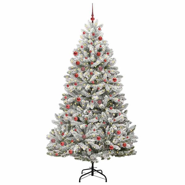 vidaXL Kunstig juletre med 300 LED Gr&oslash;nn og hvit 210 cm PVC og metall