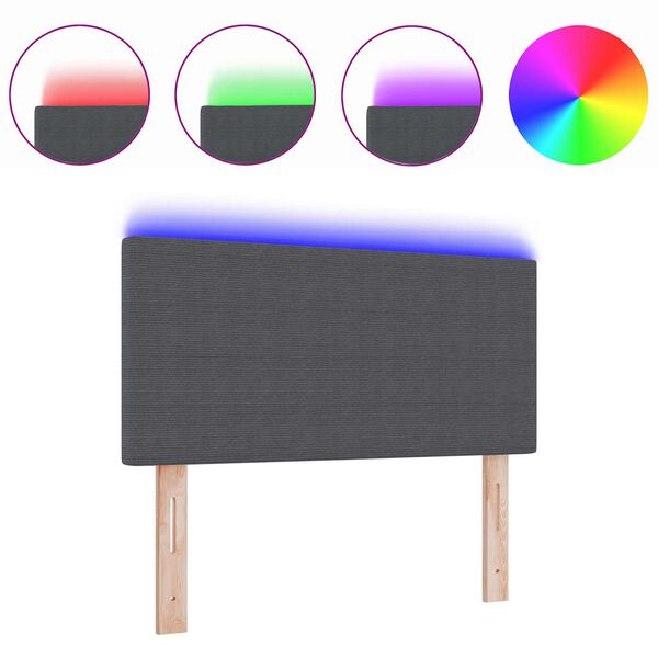 vidaXL LED Hodegavl med LED -stripelys M&oslash;rkegr&aring; 100 cm Polyester