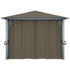 vidaXL Paviljong med gardin og LED-strenglys 4x3 m gråbrun aluminium