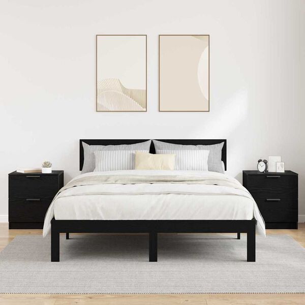 vidaXL Nattbordskap 2 pcs Svart Eik 45 x 39 x 50 cm Konstruert tre