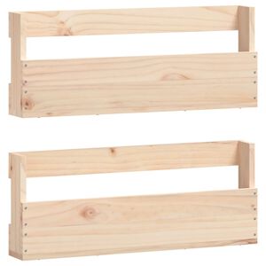 vidaXL Veggmonterte skohyller 2 stk 59x9x23 cm heltre furu