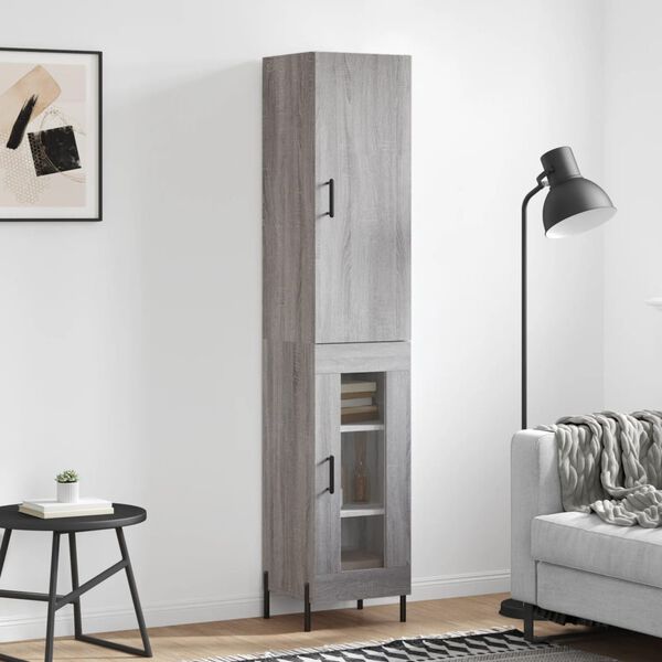 vidaXL Highboard gr&aring; sonoma 34,5x34x180 cm konstruert tre