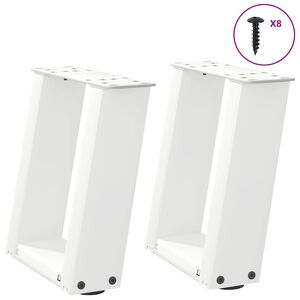 vidaXL Salongbordben U-formet 2 stk hvit 30x(30-31) cm st&aring;l