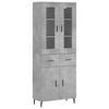 vidaXL Highboard betonggr&aring; 69,5x34x180 cm konstruert tre