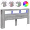 vidaXL Sengegavl med LED gr&aring; sonoma 200x18,5x103,5 cm konstruert tre