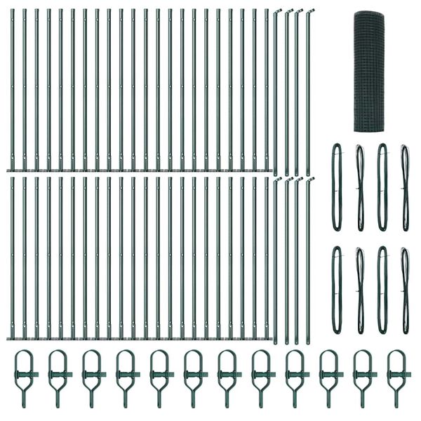 vidaXL Gjerdep&aring;le gr&oslash;nn 100 x 0,5 m (12 x 12 mm maske) St&aring;l og PVC