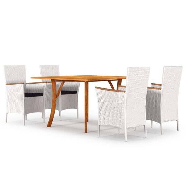 vidaXL Utend&oslash;rs spisestue 5 deler hvit