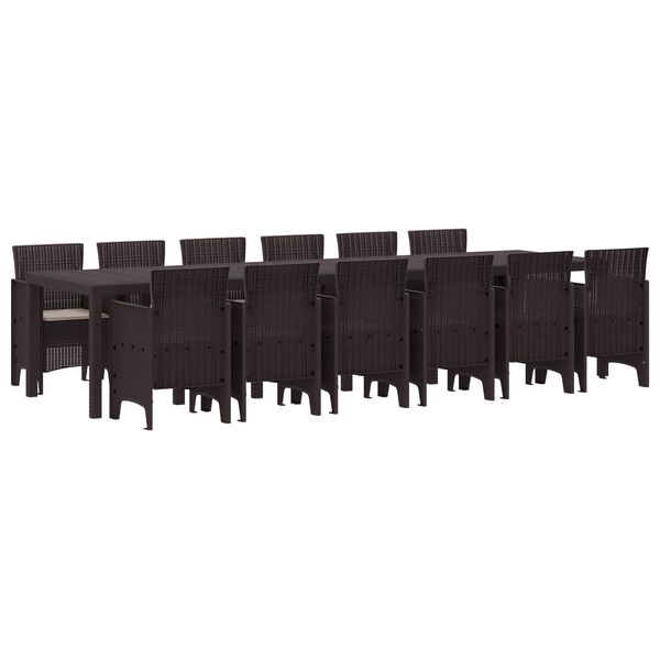 vidaXL Hage Spisegruppe 13 pcs Brun Polt rattan