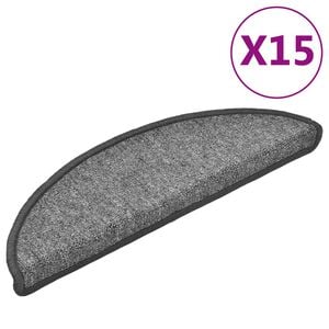 vidaXL Trappematter 15 stk 56x17x3 cm m&oslash;rkegr&aring; halvrund