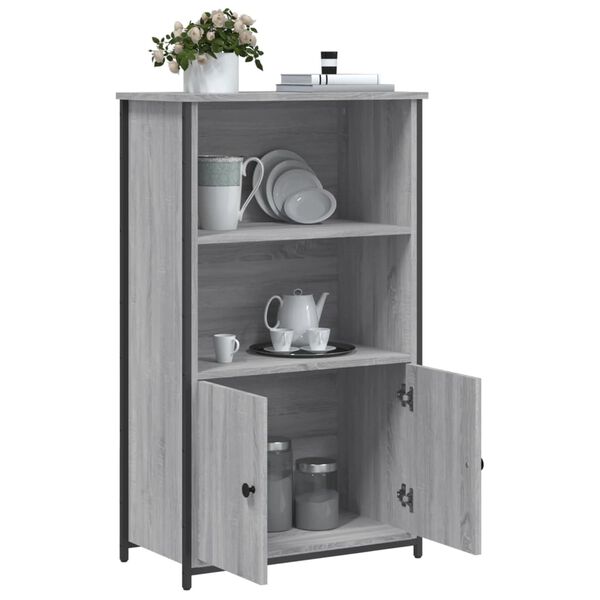 vidaXL Highboard gr&aring; sonoma 62x32x103,5 cm konstruert tre