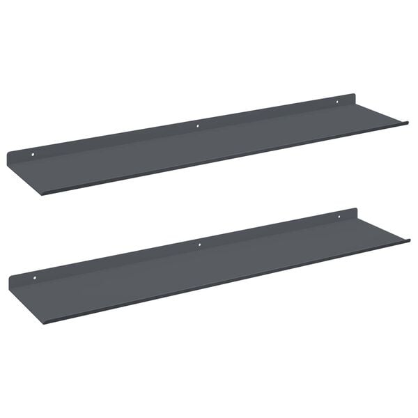 vidaXL Flytende hylle 2 pcs Antrasitt 80 x 18 x 2,5 cm St&aring;l