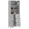 vidaXL Highboard betonggr&aring; 69,5x34x180 cm konstruert tre