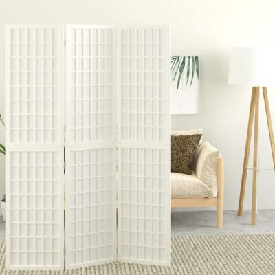 vidaXL Sammenleggbar romdeler 3 paneler japansk stil 120x170 cm hvit