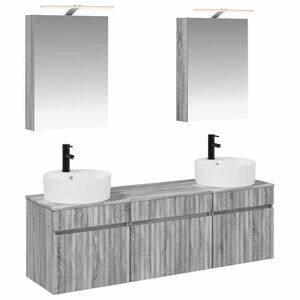 vidaXL Baderomsskapsett 5 pcs Gr&aring; Sonoma 50 x 14,5 x 70 cm