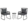 vidaXL Hage Spisegruppe 3 pcs Svart og Anthracite Poly rattan, stål