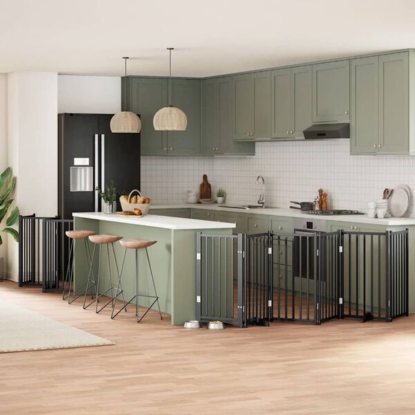 vidaXL Hundeport sammenleggbar 12 paneler svart 600 cm poppeltre